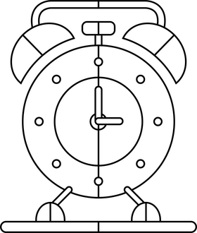 Alarm clock flat icon black and white clipart