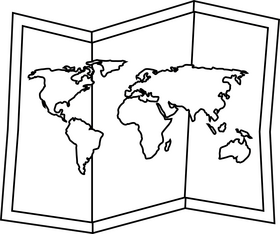 Map paper drawing black and white clipart