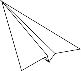 Paper plane drawing black and white clipart