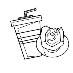 Super Bowl, food and drinks black and white clipart