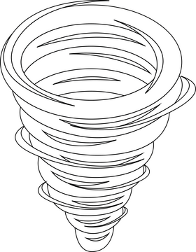 Very strong tornado black and white clipart