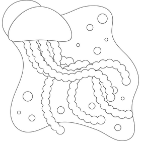 Jellyfish drawing black and white clipart
