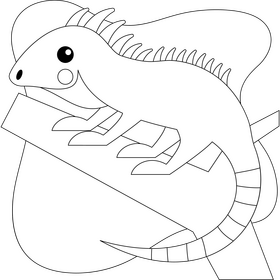 Iguana drawing black and white clipart