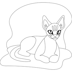 Devon rex cat drawing black and white clipart