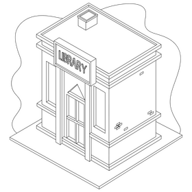 Library drawing black and white clipart