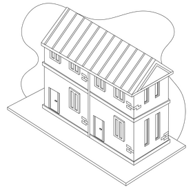Townhouse drawing black and white clipart