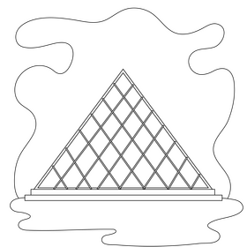 Louvre museum drawing black and white clipart