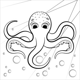 Octopus cartoon black and white vector