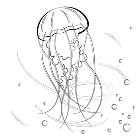 Jellyfish cartoon black and white vector