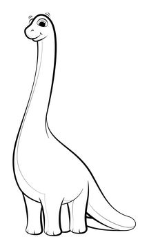 Brachiosaurus cartoon black and white clipart