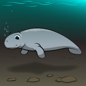 Manatee cartoon vector