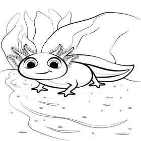 Axolotl cartoon black and white vector