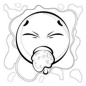 Puke, vomiting emoji, emoticon, smiley black and white vector