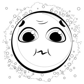 Nauseated face, disgusted emoji, emoticon, smiley black and white vector