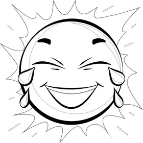 Laughter emoji, emoticon, smiley black and white vector