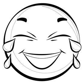 Laughter emoji, emoticon, smiley drawing black and white clipart