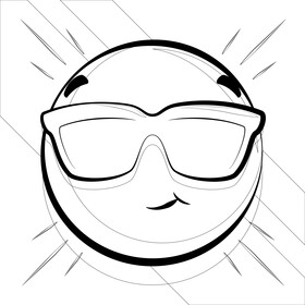 Sunglasses, shades emoji, emoticon, smiley black and white vector
