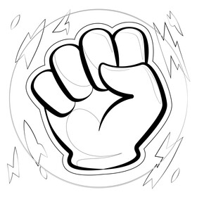Fist emoji, emoticon black and white vector
