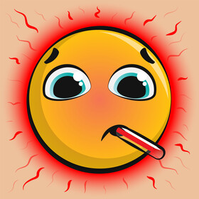 Fever emoji, emoticon, smiley vector