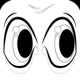 Eyes emoji, emoticon, smiley black and white vector