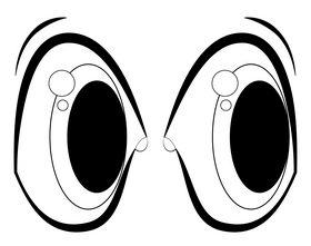 Eyes emoji, emoticon, smiley drawing black and white clipart