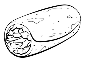 Burrito black and white clipart