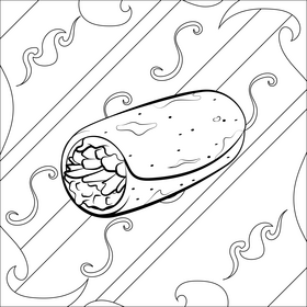 Burrito black and white vector