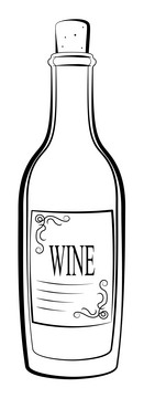 Wine bottle black and white clipart