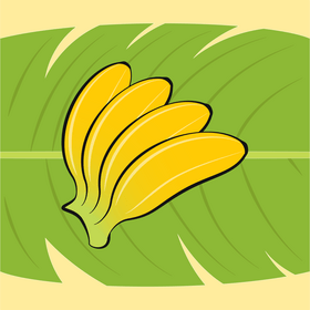 Banana fruit with leaf background vector