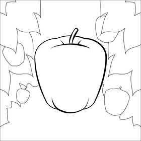 Apple, fruit black and white vector