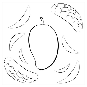 Mango fruit drawing black and white vector