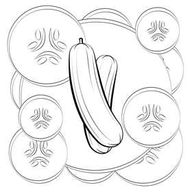 Cucumber vegetable drawing black and white vector