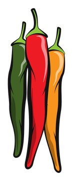 Chilli green, red, yellow clipart