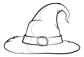 Witch hat drawing black and white clipart