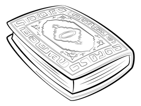 Quran drawing black and white clipart