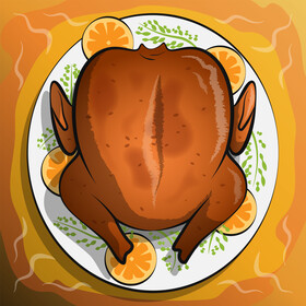 Cooked turkey vector