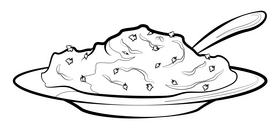 Mashed potato drawing black and white clipart
