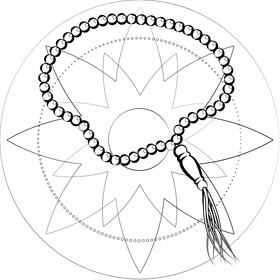 Muslim tasbih black and white vector
