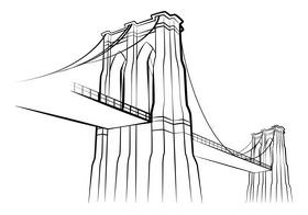 Brooklyn bridge black and white clipart