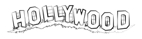 Hollywood sign black and white clipart