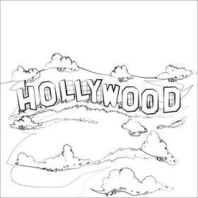Hollywood sign black and white vector