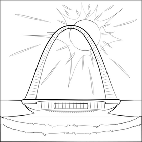 Gateway arch black and white vector