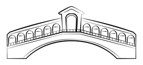 Rialto bridge black and white clipart
