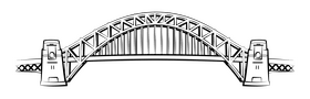 Sydney harbour bridge black and white clipart