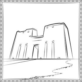 Temple of horus black and white vector