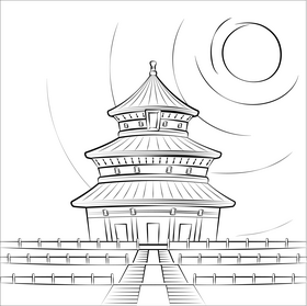Temple of heaven black and white vector