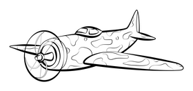Fighter plane black and white clipart