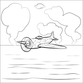 Fighter plane black and white vector