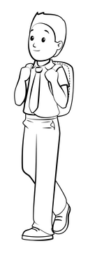 School boy black and white clipart