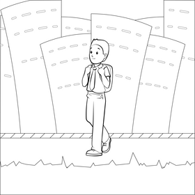 School boy black and white vector